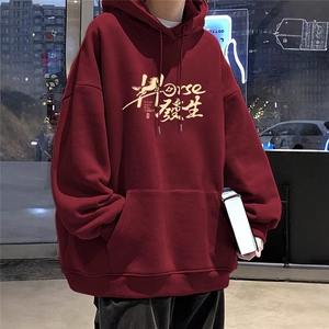 1506-1/WLM1461/P29港风宽松潮牌字母印花百搭外套年款红色马卫衣图片