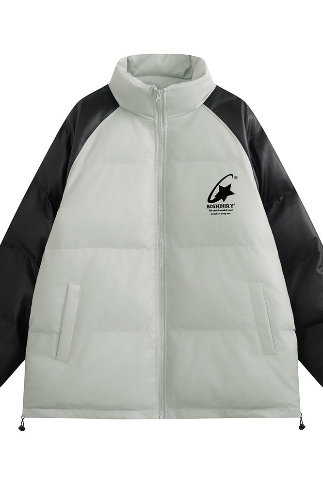 白底23新款冬季百搭宽松字母印花PU皮棉服外套MY65201P125控168,男装棉衣,电商A268-1