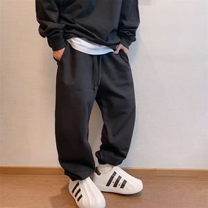 运动裤男休闲2025坠感阔腿裤大码束脚宽腿直筒潮流中年胖子卫裤图片