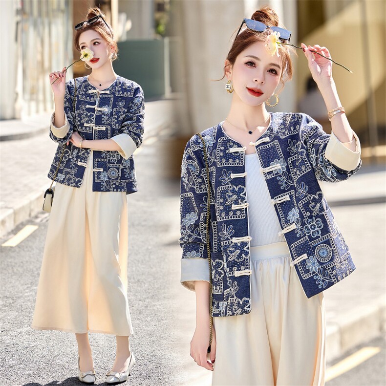 K姐重工立体刺绣休闲宽松气质风外套女，女装短外套，布芭啦