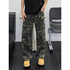 迷彩工装牛仔裤男春秋美式潮牌小众直筒裤高街ins宽松阔腿长裤，男装牛仔裤，星座218-1（原230）