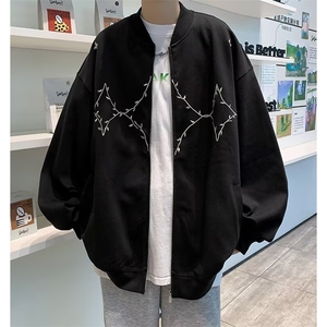 1506A/GWT620/P42飘絮羊毛呢混纺手工珍珠链条哈灵顿夹克图片