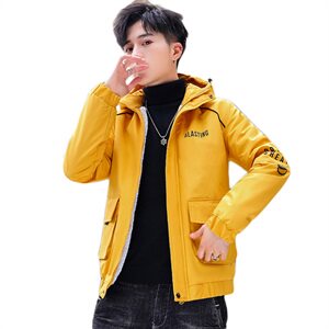 秋冬新款棉服男模特加厚夹克风衣保暖外套工装棉衣黑色862加绒图片
