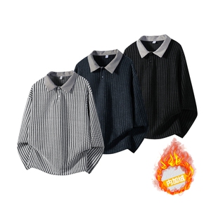 加绒加厚卫衣千鸟格长袖t恤polo打底衫504-T503-特P28（加绒P33）图片