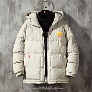 【】A003-HY8010-P125冬装新款笑脸印花连帽棉衣 水泥墙图片