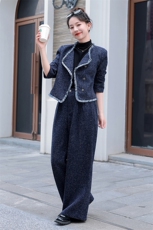 2024早秋新款欧货小香风流苏马甲上衣+阔腿休闲裤套装，女装套装/套裙，曼娅璐