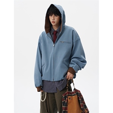 8XL-M美式复古撞色连帽水洗夹克男高级感做旧情侣外套JK1327P88，男装夹克，电商D206-1
