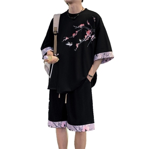 新中式风两件套夏季新中式禅意短袖t恤男套装 A436-D220-P52图片