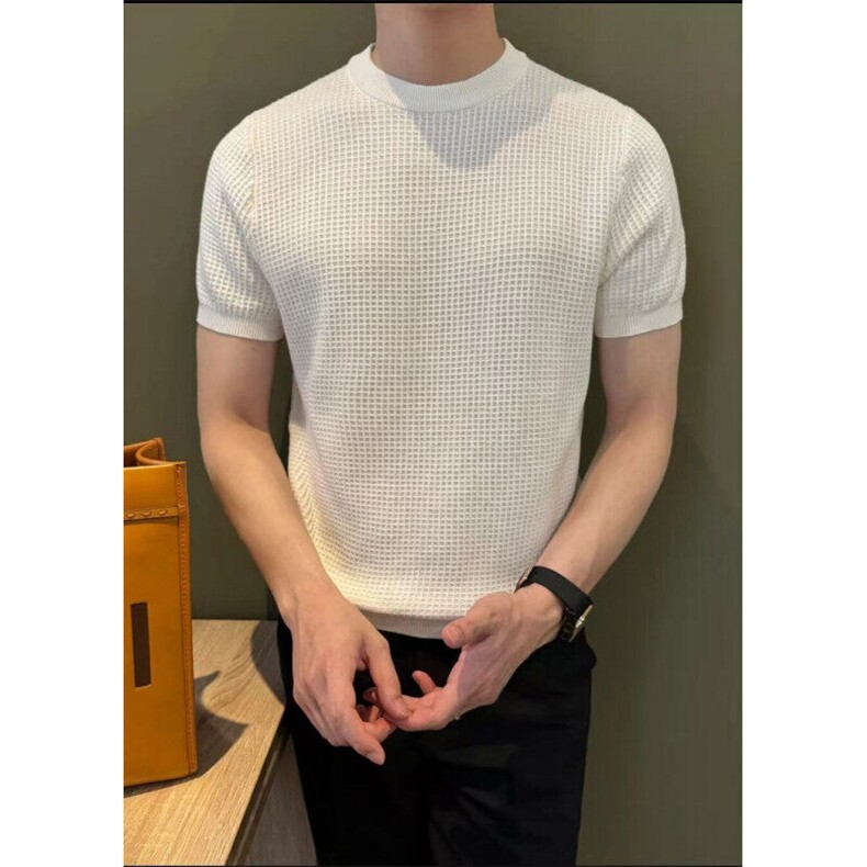 网T-2026新品针织毛衣短袖T恤凉感POLO衫T恤条纹打底衫WK43-P38,男装T恤,星座610B-1