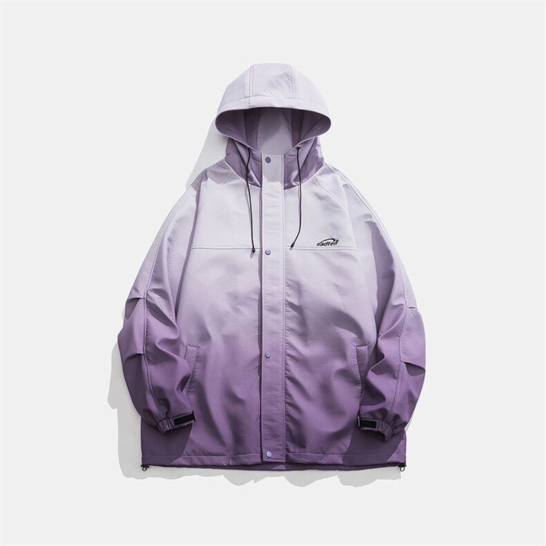 秋冬防水连帽扎染渐变颜色夹克外套冲锋衣宽松版型JK9262P-75,男装夹克,电商A128