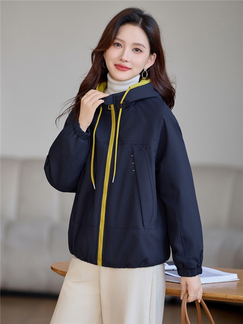 现货!2025年冬季时尚夹棉加厚连帽撞色女外套,女装棉衣/棉服,依恋蒂丝