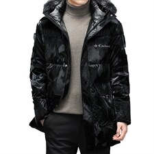 21冬季新款连帽羽绒服中长款男士狐狸毛毛领外套SNNYR86R022-P325，男装羽绒服，电商B212（原钱塘6029）