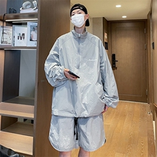 抖音半拉链无帽防晒衣套装男速干冲锋衣外套TZ68310B-2-P80，男装防晒衣，星座310B-2