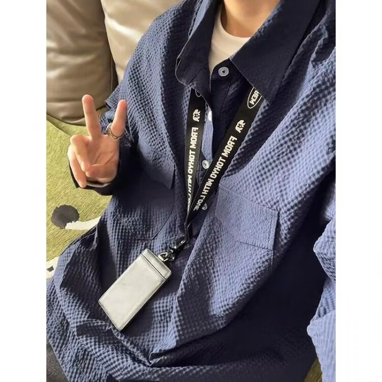 长袖套头衬衫男2025春秋季新款宽松休闲仿肌理感褶皱宽松POLO外套,男装Polo衫,星座1210-1