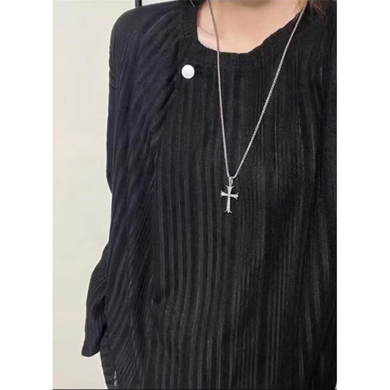 灰色老钱风针织卫衣男款秋季美式慵懒风长袖t恤设计感内搭打底衫，男装T恤，星座506A