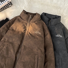 冬季美式复古潮牌宽松加厚棉服男麂皮绒立领棉衣外套男W8022-P95，男装棉衣，星座512-4