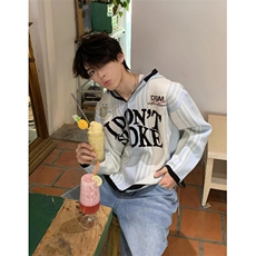 竖条纹连帽提花运动感DSM毛衣足球服款复古拉链开衫MY340，男装针织衫/毛衣，星座1116A（原606A-3）