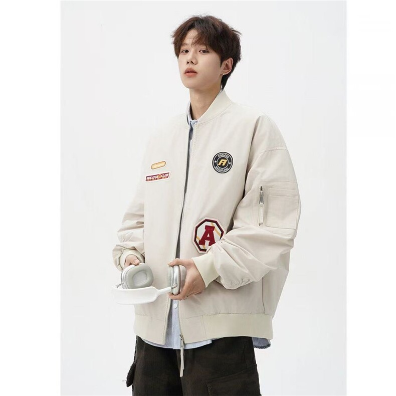 1506/QW8690/P41青少年飞行复古棒球服高级感潮牌休闲情侣薄外套,女装短外套,星座1506