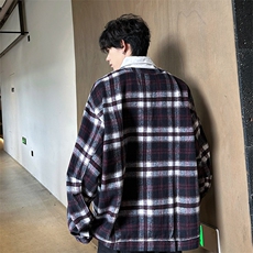 得物休闲时尚高品质卫衣秋冬外套衬衫领卫经典格子假两件卫衣P65，男装卫衣，电商B319