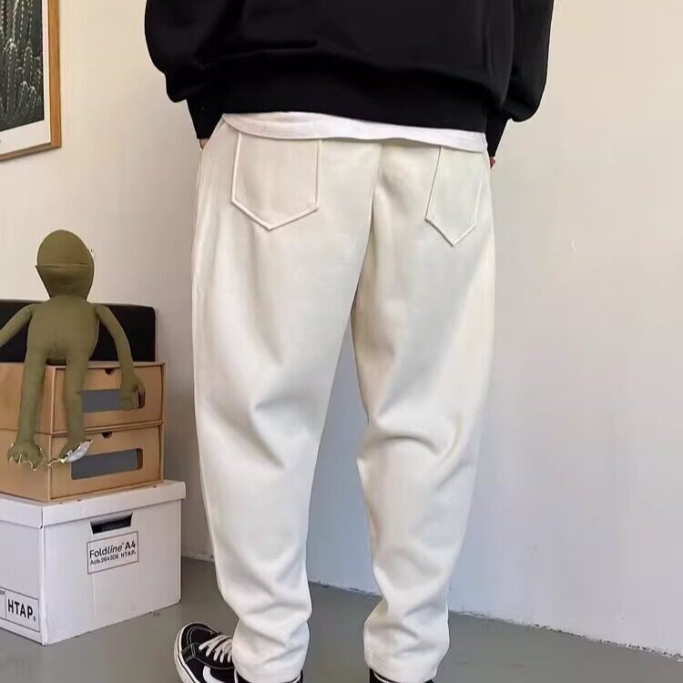 春秋季美式休闲痞帅高端针织卫裤男直筒宽松抽绳百搭运动阔腿裤子,男装休闲裤,星座506A