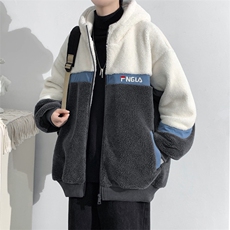 2023冬上新加绒加厚撞色棉衣羊羔绒连帽外套男女986-P110控价158，男装棉衣，电商A441-1
