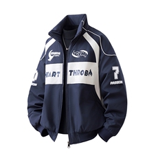 印花机车户外赛车M-5XL大码：涤纶棉衣男白底78179P128控178，男装棉衣，星座227-7