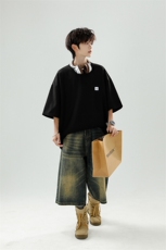 8XL-M重磅！特大码T潮牌上衣男中性华夫格短袖T恤DX304P25控39，男装T恤，电商D206-1