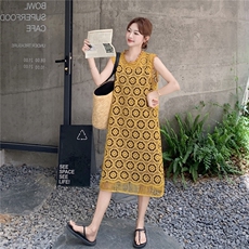 法式复古温柔风吊带连衣裙套装女2025夏季新款叠穿镂空罩衫两件套，女装套装/套裙，浙宝069