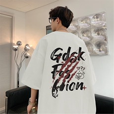 已注册/夏季内景纯棉圆领短袖T恤男创意爪痕宽松体恤衫DT9668/P25，男装T恤，电商B316