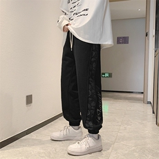 现货秋季拼接束脚裤潮牌ins腰果花休闲卫裤长裤K2007-P20，男装休闲裤，星座512-2