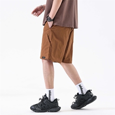 夏季新款小众垂坠感沙色休闲短裤男斜插口袋宽松七分裤319#-P52，男装牛仔裤，电商A178-1