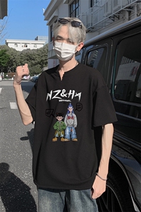 哪吒抖音直播得物痞帅肌理感V领短袖T7526P26控39图片