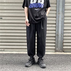 春夏宽松哈伦直筒潮牌九分束脚牛仔裤男垂直工装男士裤子B，男装牛仔裤，星座1008