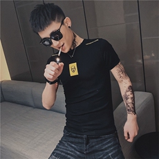 夏季男士短袖T恤刺绣衣服潮网红社会小伙半袖体恤C301B-DT18，男装T恤，电商C301B