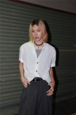 得物抖音品质二开老钱风亚麻冰丝纹短袖衬衫男女休闲美式潮牌衬衣，男装T恤，电商A486
