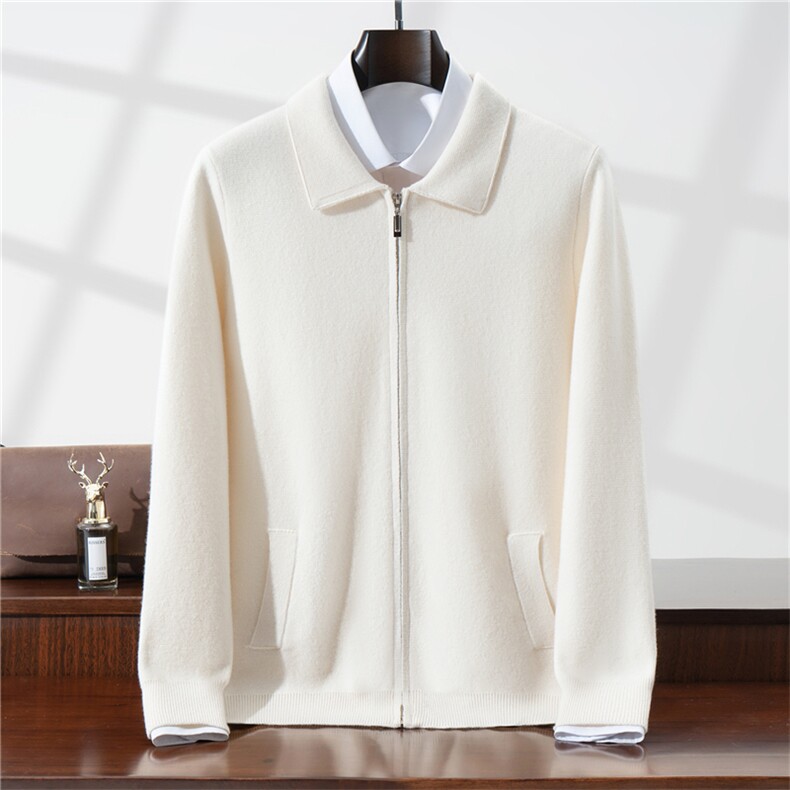 2025年秋冬季四平空气层100羊毛开衫加厚时尚百搭拉链羊毛衫，男装针织衫/毛衣，星纬羊绒