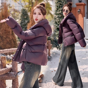 羽绒服女冬季2025冬新款短款连帽加厚白鸭绒宽松时尚休闲气质外套图片