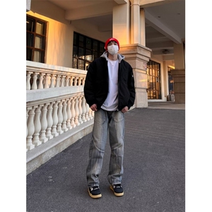 美式复古水洗cleanfit渐变拼接牛仔裤直筒休闲裤子K61246-P52网图,直筒粉色连衣裙搭配什么西装图片