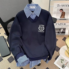 美式学院风假两件情侣卫衣男女春秋设计感长袖上衣外套WB446-P53，男装卫衣，星座412-2