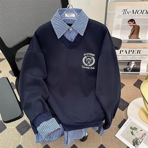 美式学院风假两件情侣卫衣男女春秋设计感长袖上衣外套WB446-P53图片