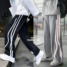 主推!潮流反光垂感阔腿拖地宽松休闲男女裤1004-1WK519P45控68，男装休闲裤，星座715