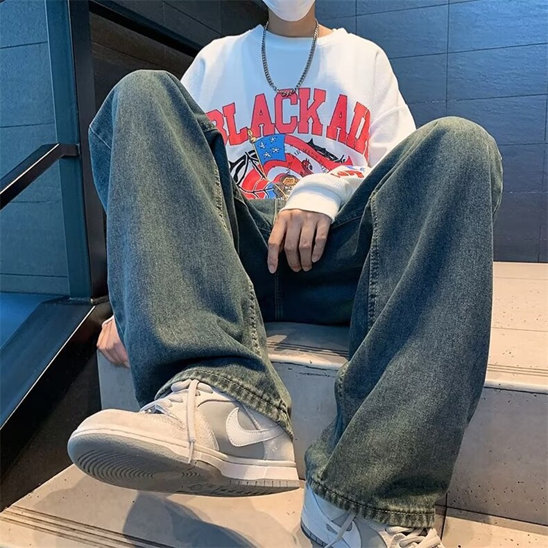 GN5438P40小众宽松直筒牛仔裤日系韩版水洗做旧老爹裤，男装牛仔裤，星座1108-5