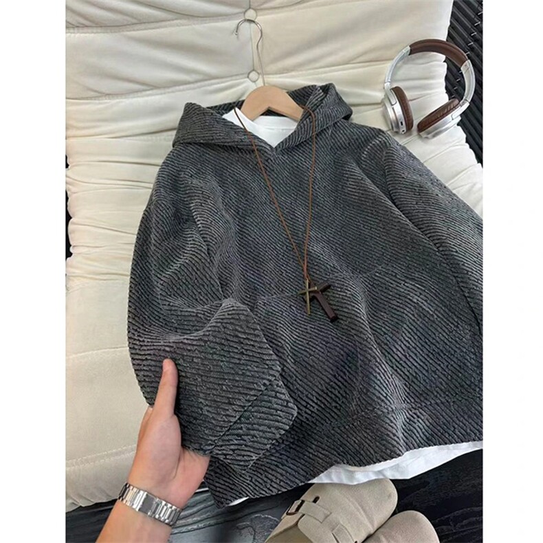网图雪尼尔斜条纹连帽卫衣男秋冬季美式复古针织外套WY114-特P46,女装短外套,星座1007（原301D）