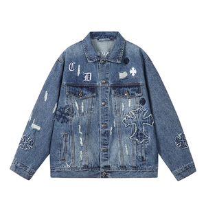 水洗牛仔外套男款春季美式痞帅上衣服宽松休闲工装夹克JK1319-P98图片