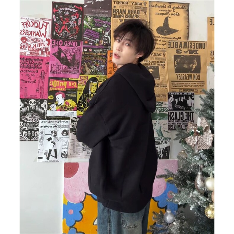 抖音得物保暖立领拉链针织外套秋冬宽松慵懒风纯色毛衣上衣AM047,男装针织衫/毛衣,电商A443