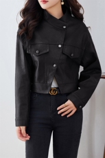 皮衣夹克外套女秋冬季2024新款高级感别致宽松短款美式复古小个子，女装皮衣，潮流依族