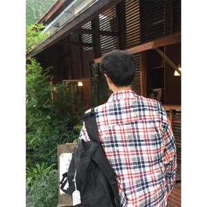 【有货】破坏感格子长袖衬衫男女设计感高级宽松外套B407CC-特P45图片