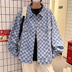 棋盘格衬衫男长袖小众搭高级感休闲外套港风日系JK08523-P58图片