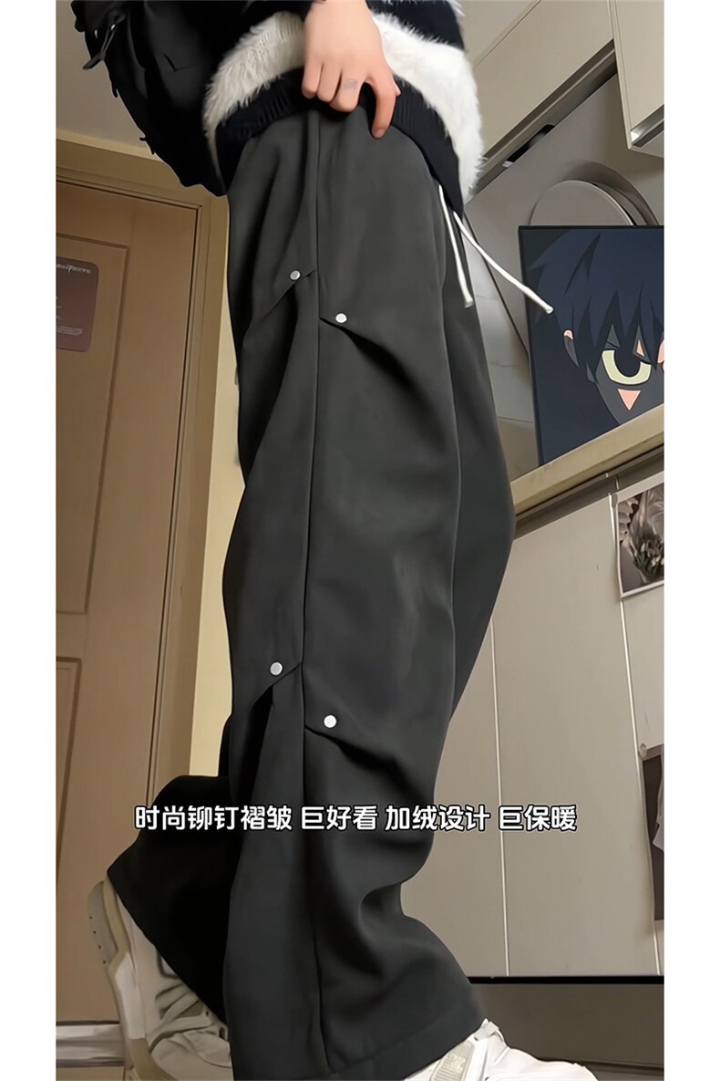 保暖加绒裤雪花绒休闲设计感打褶休闲直筒裤男D2645-TP3868,男装休闲裤,电商A102