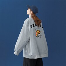 中性风2023秋季新款字母印花港风宽松潮牌情侣夹克G06p55控78，男装夹克，A247A